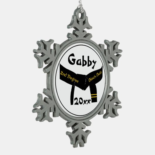 Kampfkunst Zweite Stufe Schwarzer Gürtel Schneeflocken Zinn-Ornament (Links)