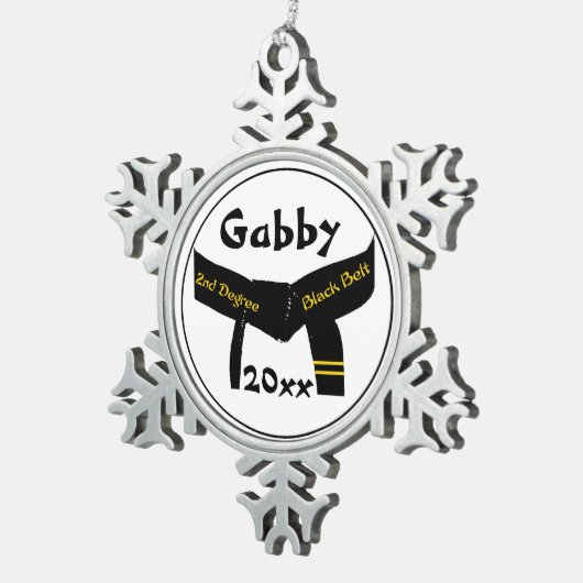 Kampfkunst Zweite Stufe Schwarzer Gürtel Schneeflocken Zinn-Ornament (Rechts)