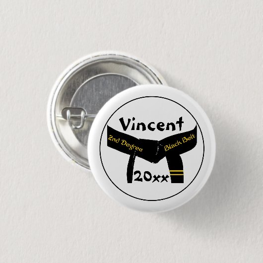 Kampfkunst zweiter Grad Black Belt Button (Vorne & Hinten)