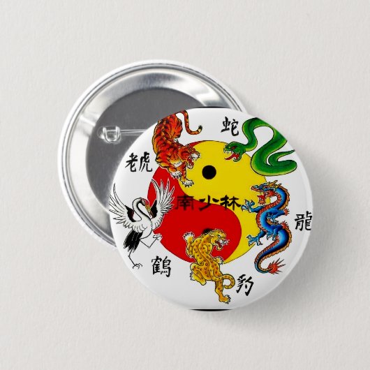 KAMPFKÜNSTE 5 TIERE BUTTON (Vorne & Hinten)