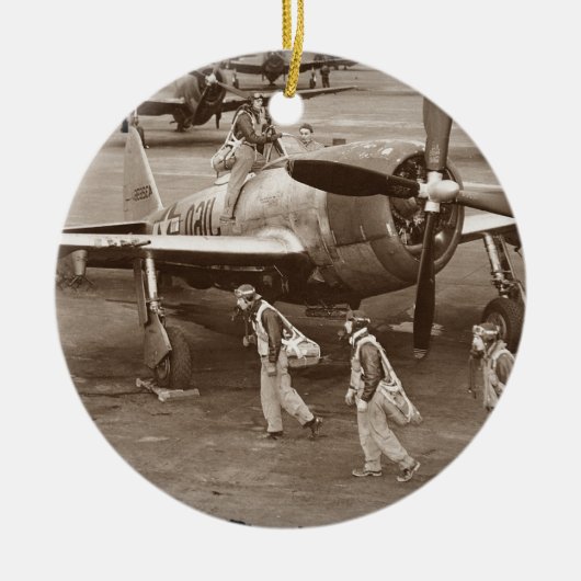 Kampfpilotenausbildung auf P-47-Donnerbolzen Keramik Ornament (Vorne)