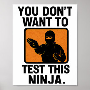 Kampfsport Boxen Ninja Gefahr Schablone Grafik Poster