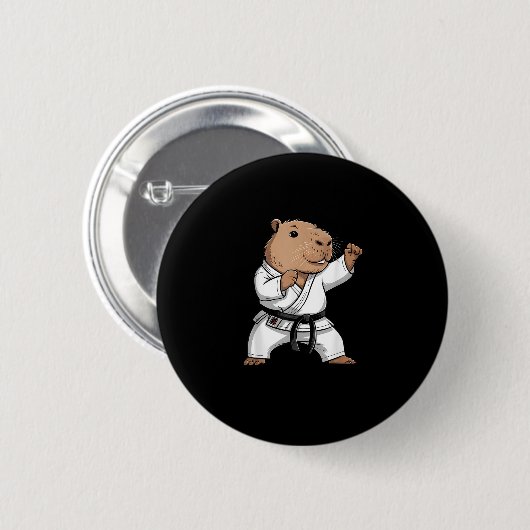 Kampfsport Capybara Lustig Karate Taekwondo Jiu J Button (Vorne & Hinten)