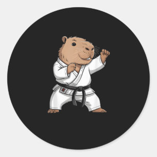 Kampfsport Capybara Lustig Karate Taekwondo Jiu J Runder Aufkleber