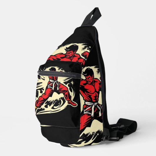 „Kampfsport – Disziplin, Stärke, Respekt“ Crossbody Bag (Rechte Ecke)