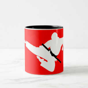 Kampfsport-Silhouette Zweifarbige Tasse