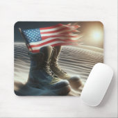 Kampfstiefel mit amerikanischer Flagge Mousepad (Mit Mouse)