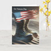 Kampfstiefel und -flagge im Wüstensand Karte (Gelbe Blume)