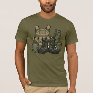 Kampfstiefel- und Taktische Ausrüstung-T-Shirt T-Shirt