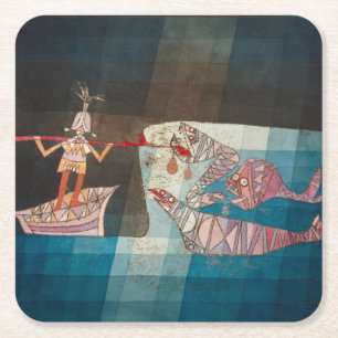 Kampfszene aus der Seefahrers-Oper von Paul Klee M Rechteckiger Pappuntersetzer