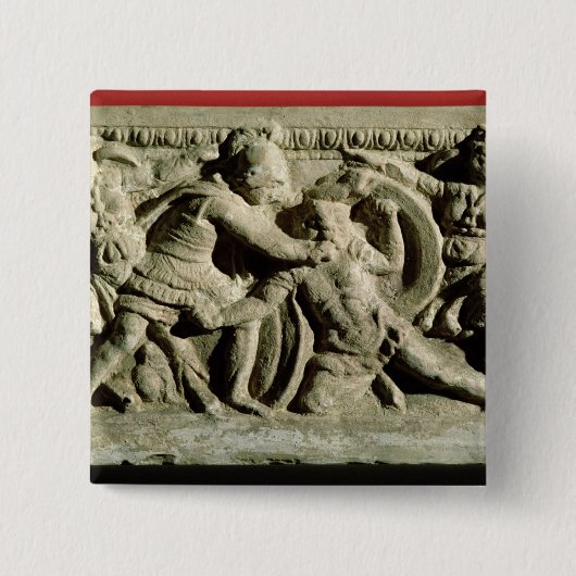Kampfszene von einer cinerary Urne, Etruscan Button (Vorderseite)