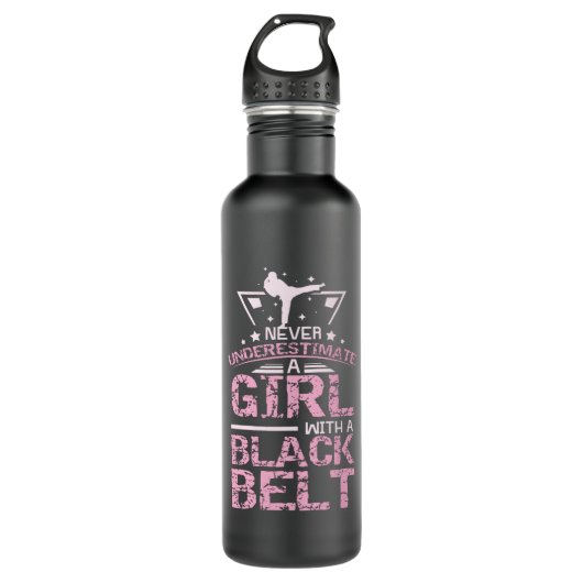 Kampsport Girl Black Belt Edelstahlflasche (Vorderseite)