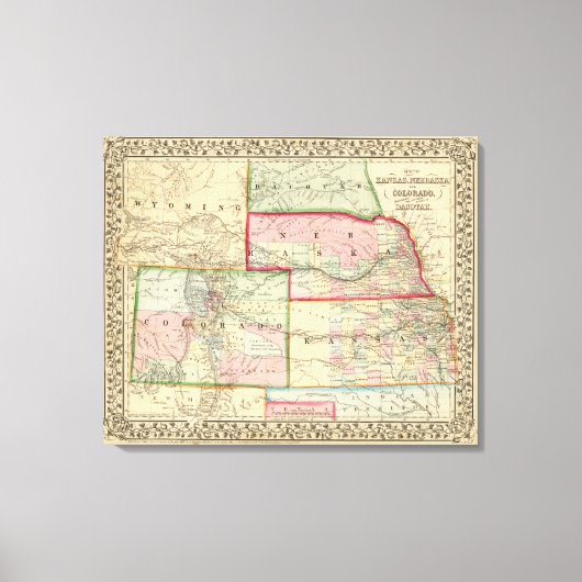 Kan, Neb, Colo Map von Mitchell Leinwanddruck (Vorderseite)