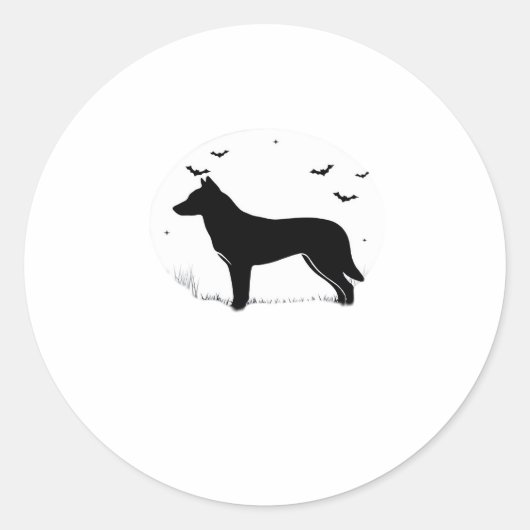 Kanaan Hund � Halloween Moon Silhouette Classic T- Runder Aufkleber (Vorderseite)