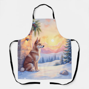Kanaan-Hund Wüstenstein Winter Weihnachten Kunst Schürze