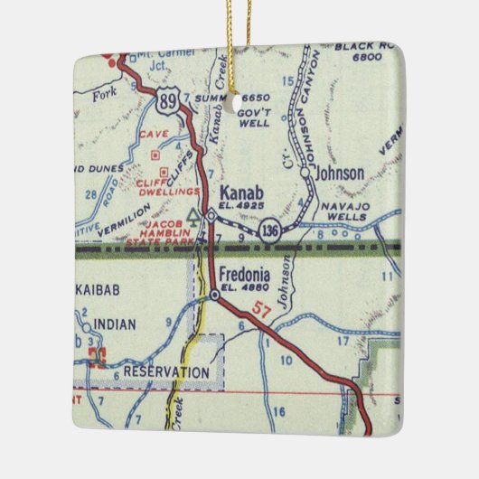 Kanab Utah Retro Map Keramikornament (Links)