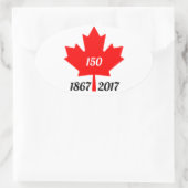 Kanada 150 im Jahr 2017 Ahornblatt Ovaler Aufkleber (Tasche)