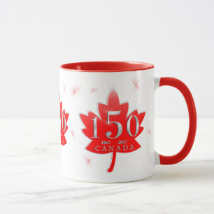 Kanada 150 Rotahorn-Blatt-Feuerwerke Tasse