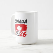 Kanada 2026 Fußball Fan Design mit Ahornblatt Kaffeetasse (Vorderseite Links)