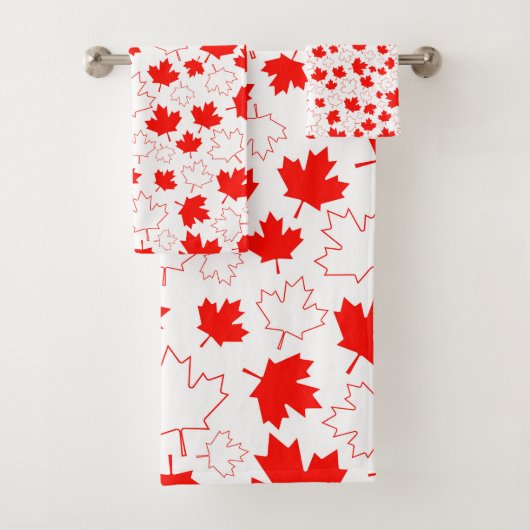Kanada Ahorn Leaf Red White Random Muster Badhandtuch Set (Insitu)
