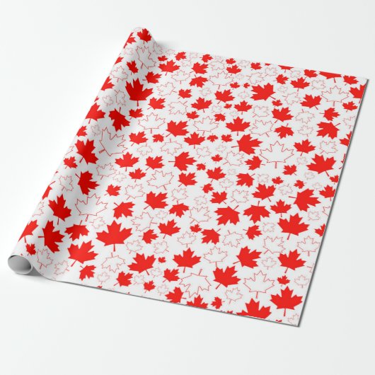Kanada Ahorn Leaf Red White Random Muster Geschenkpapier (Ungerollt)