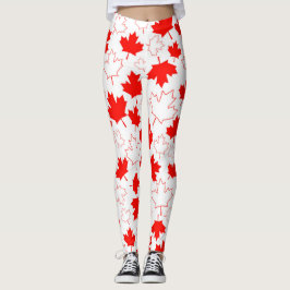 Kanada-Ahornblatt-rotes weißes gelegentliches Leggings