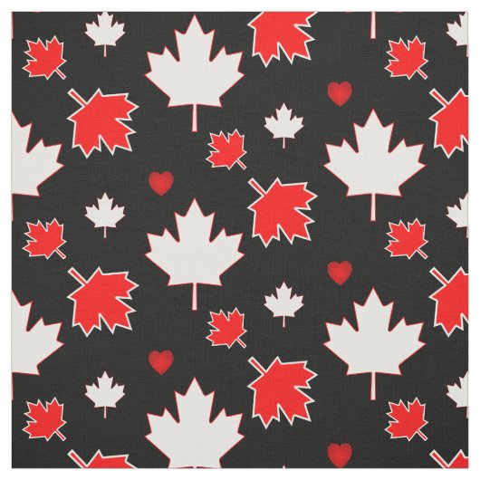 Kanada Ahornleaf mit Herz auf schwarz Stoff (Muster)