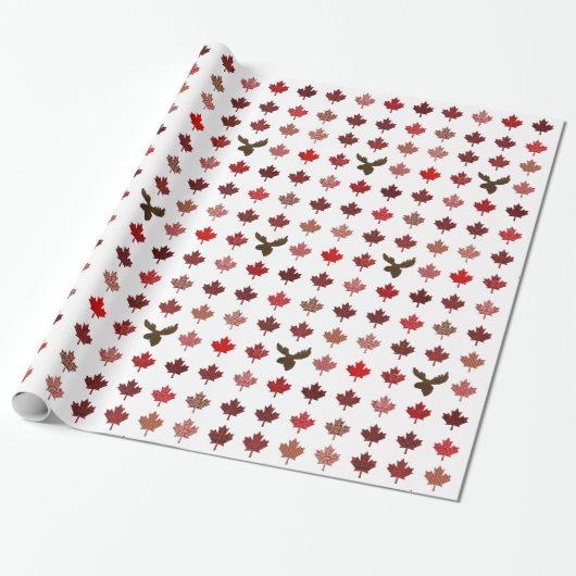 Kanada Ahornleaf und Elche Geschenkpapier (Ungerollt)