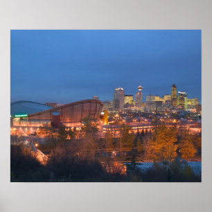 Kanada, Alberta, Calgary: Stadt-Silhouette von 4 Poster