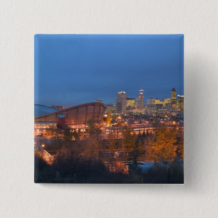 Kanada, Alberta, Calgary: Stadt-Skyline von 4 Button