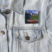 Kanada, Alberta, Moraine Lake. Rote Kanus warten Button (Beispiel)