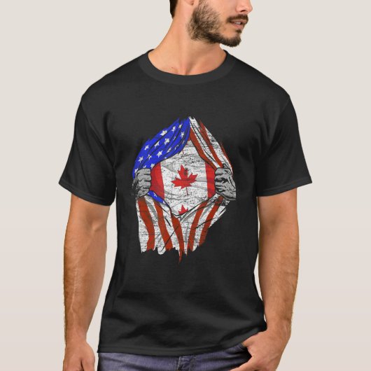 Kanada American Flag Canaday Day T-Shirt (Vorderseite)