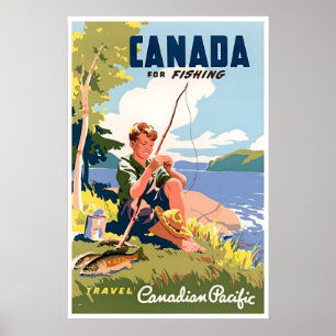 Kanada-Angler-Kunst-Reiseplakat Retro Poster