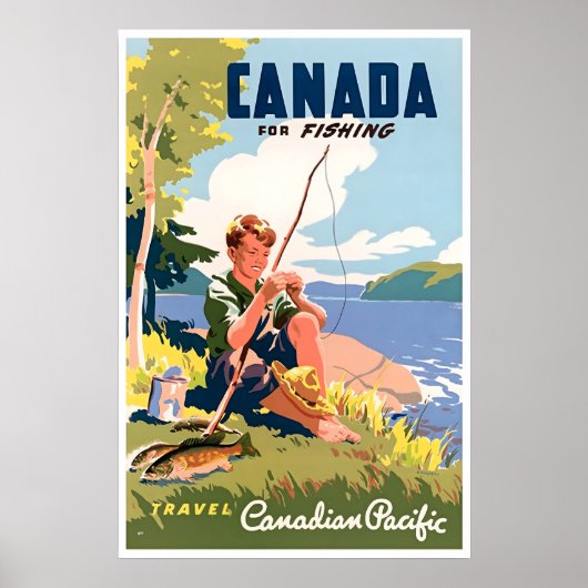 Kanada-Angler-Kunst-Reiseplakat Retro Poster (Vorne)