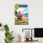Kanada-Angler-Kunst-Reiseplakat Retro Poster (Heimbüro)