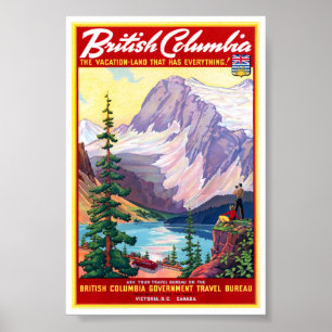Kanada British Columbia Vintage Poster Restauriert