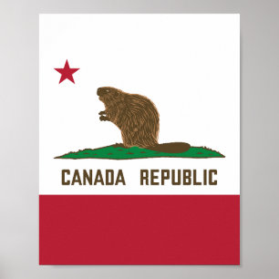 Kanada: California Flag Beaver Poster