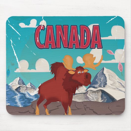 Kanada Cartoon Vintage-Elch-Plakat Mousepad (Vorne)
