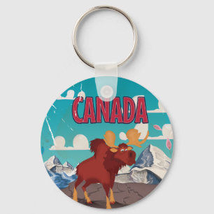 Kanada Cartoon Vintage-Elch-Plakat Schlüsselanhänger