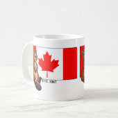 Kanada Day Est. 1867 Flagge und Biber Kaffeetasse (Vorderseite Links)
