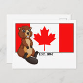 Kanada Day Est. 1867 Flagge und Biber Postkarte (Vorne/Hinten)