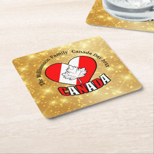 Kanada Day Gold Party Personalisierung Jahr Rechteckiger Pappuntersetzer