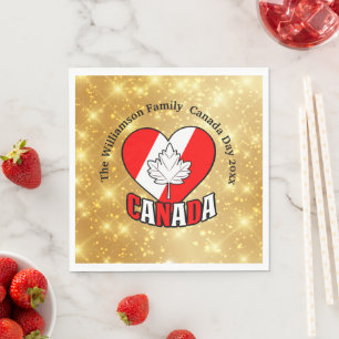 Kanada Day Gold Party Personalisierung Jahr Serviette