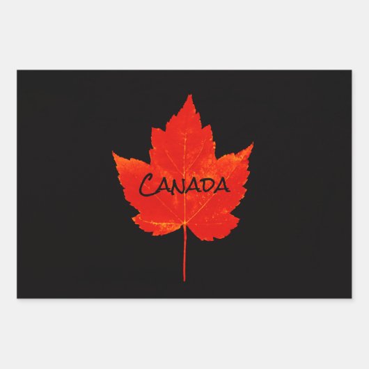 Kanada Day Red Black Maple Leaf Geschenkpapier Set (Vorderseite)