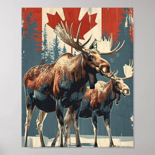 Kanada-Elch-Vintage Poster (Vorne)