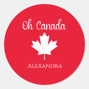 Kanada Elegant Maple Leaf Red Runder Aufkleber