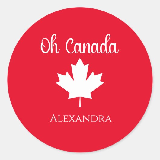 Kanada | Elegant Maple Leaf Red Runder Aufkleber (Vorderseite)