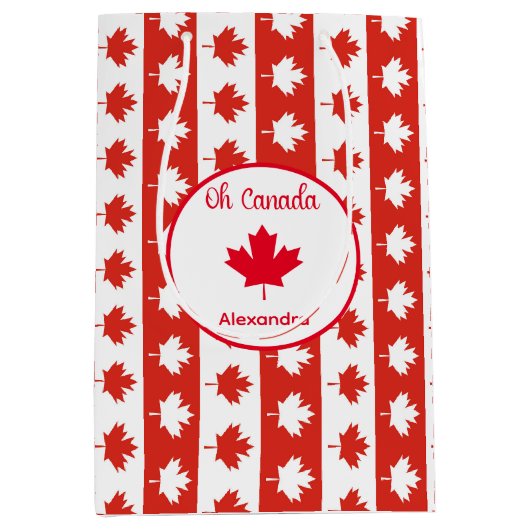Kanada | Elegant Red Maple Leaf Mittlere Geschenktüte (Vorderseite)