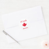 Kanada | Elegant Red Maple Leaf Runder Aufkleber (Umschlag)