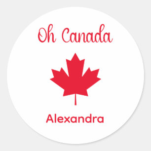 Kanada Elegant Red Maple Leaf Runder Aufkleber